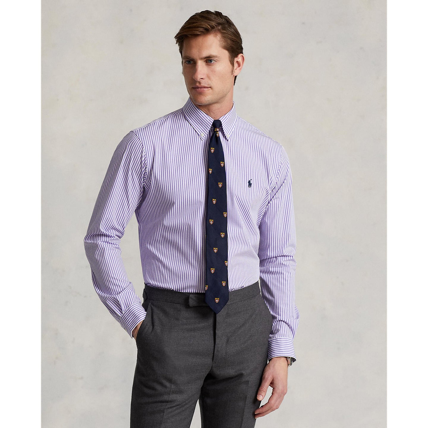 Polo Ralph Lauren - Stretch Poplin Shirt - Stripe - Lavender & White