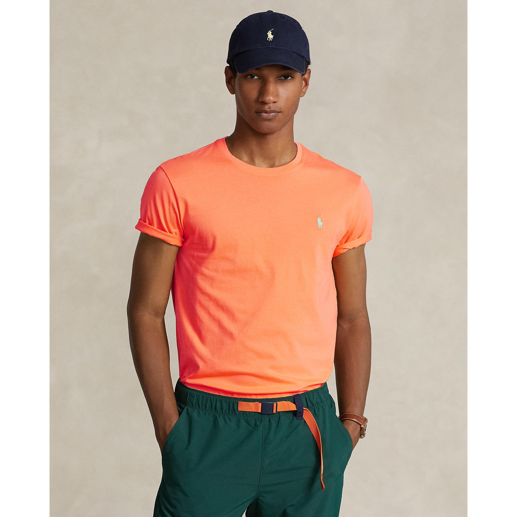 ★POLO RALPH LAUREN★ Custom Slim Crew Neck T-Shirt Orange M Polo Ralph Lauren - Custom Slim Fit Jersey Crewneck T-Shirt