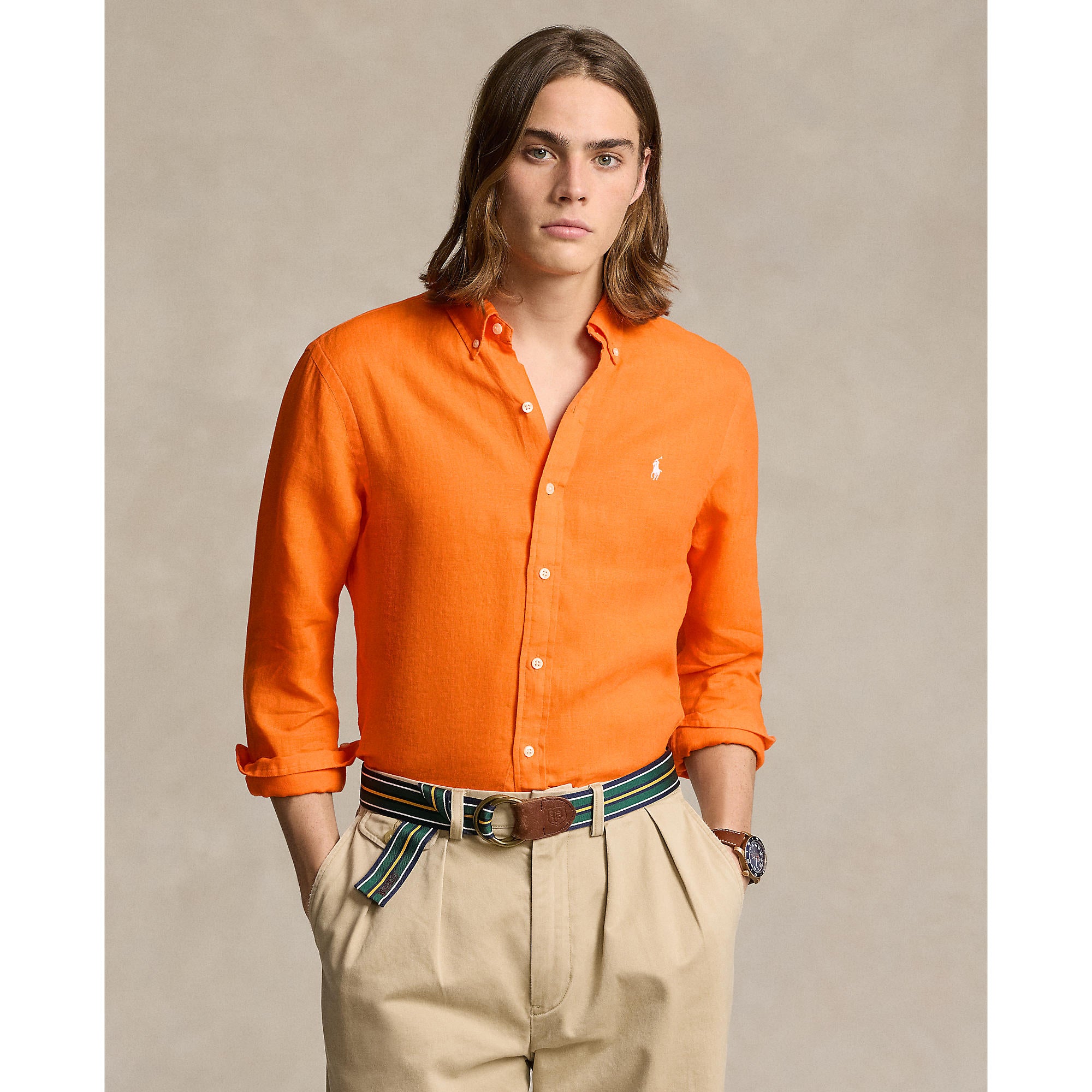 orange ralph lauren dress shirt Polo Ralph Lauren Dress Shirt Button Down Orange Long Sleeve Men's L EUC