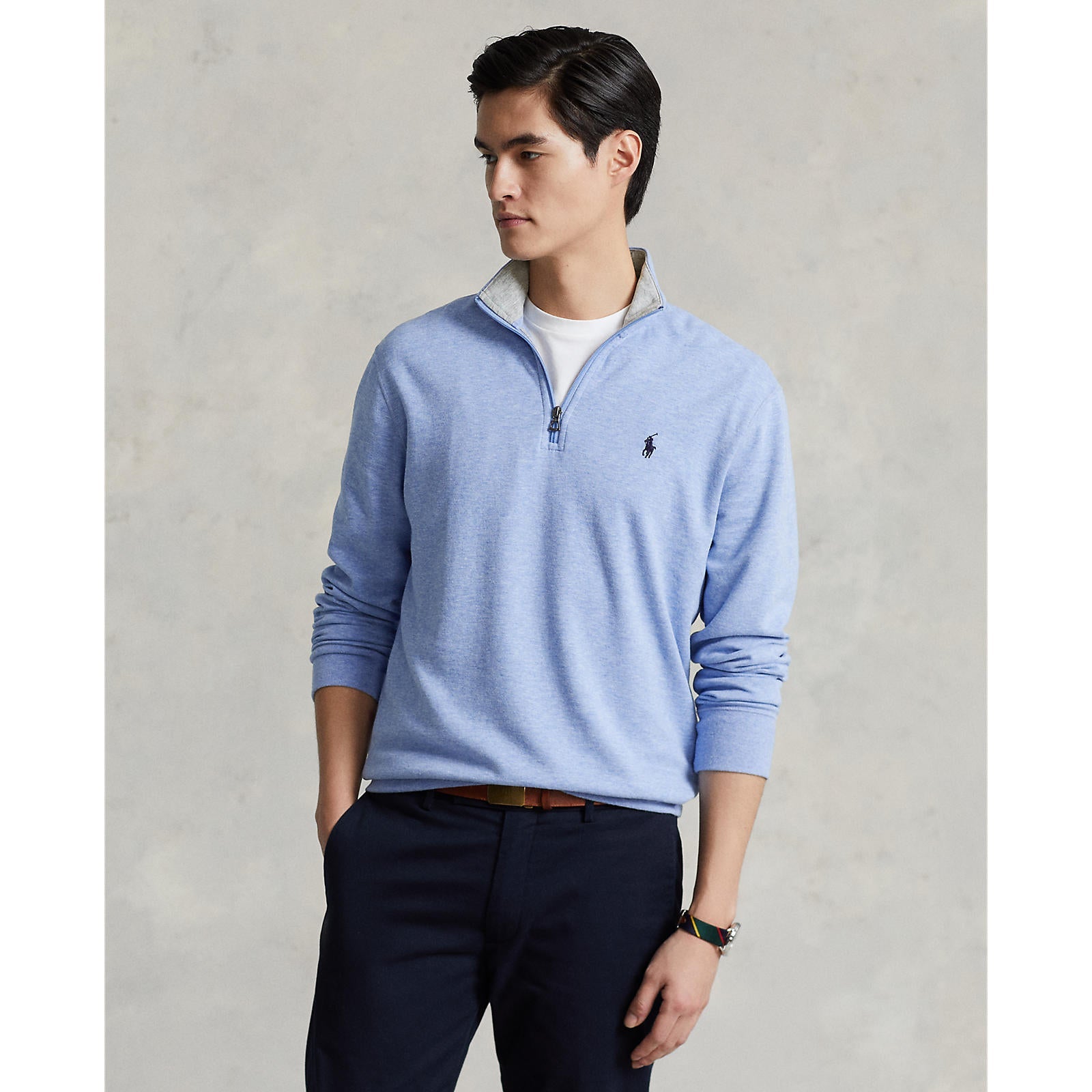 Polo Ralph Lauren Luxury Jersey Quarter Zip Sweatshirt Blue