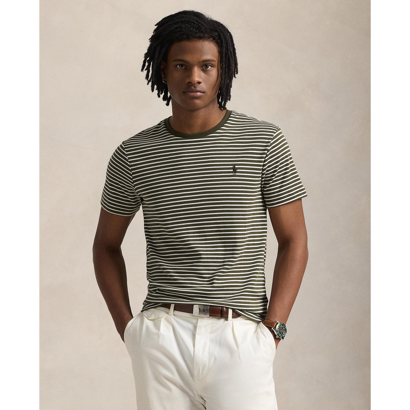 Polo Ralph Lauren - Custom Slim Striped Soft Cotton T-Shirt - Armadillo white