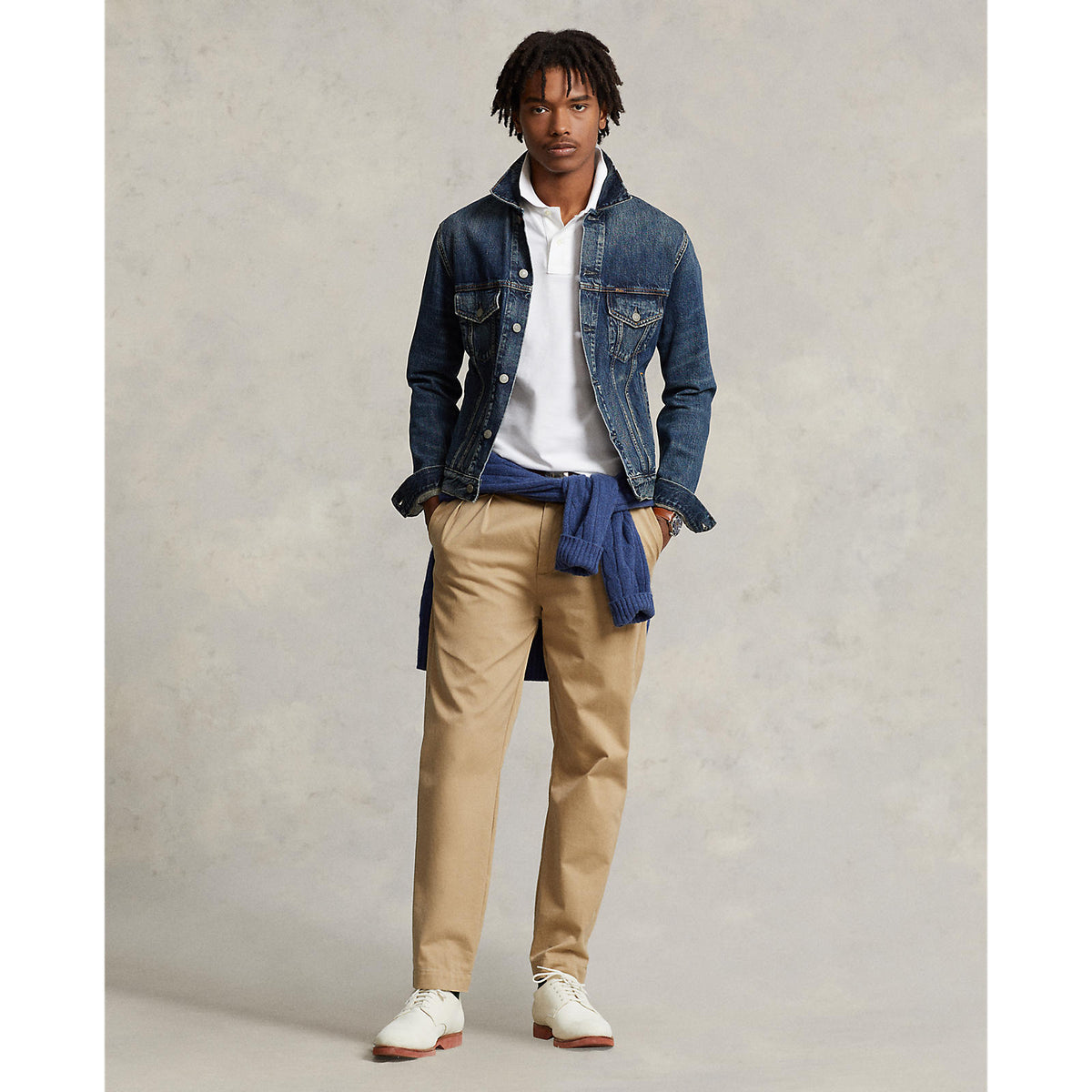 Polo Ralph Lauren Custom Slim Fit Mesh Polo - White with Navy Pony