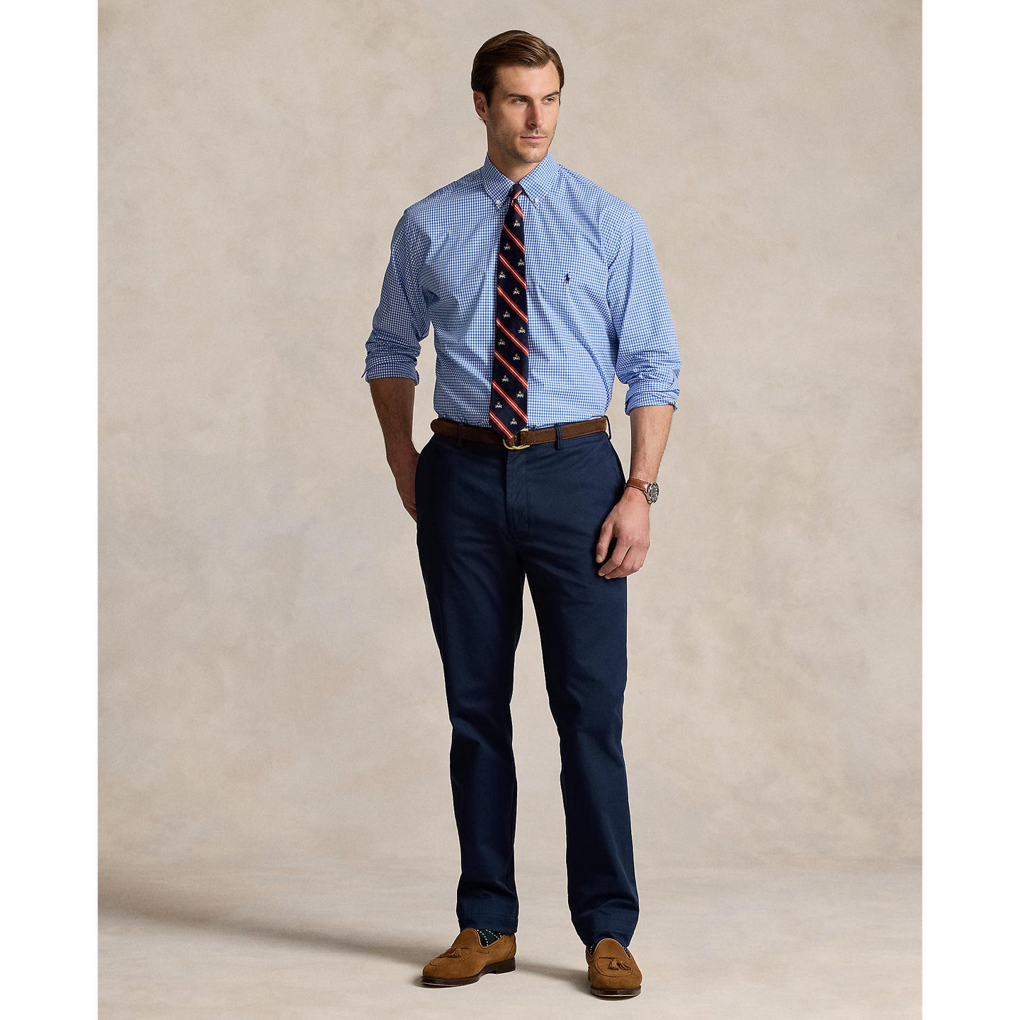 Polo Ralph Lauren - Poplin Stretch Shirt - Gingham - Big & Tall Sizes - Blue & White