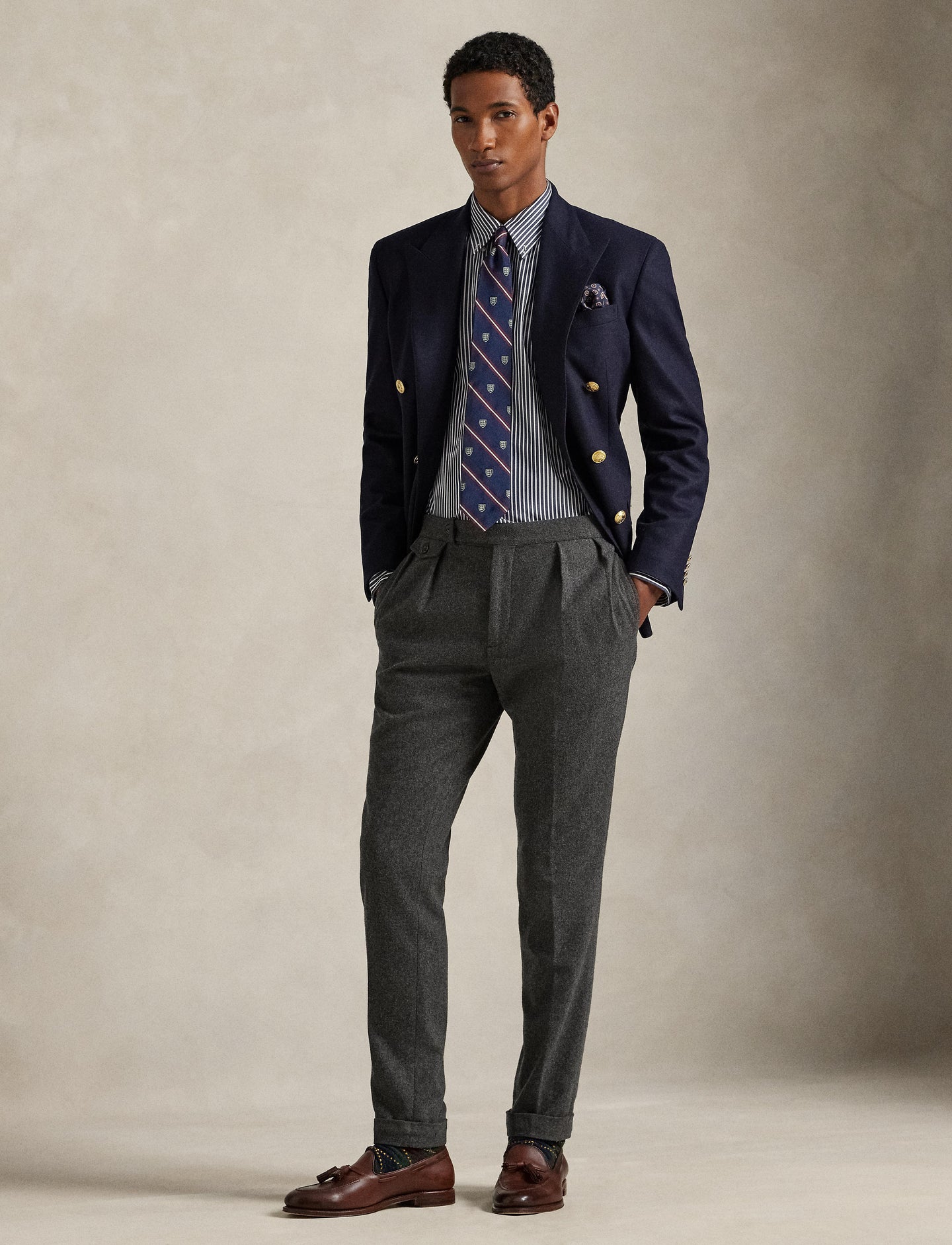Polo Ralph Lauren - Custom Fit Stretch Poplin Shirt - Stripe - Navy & White