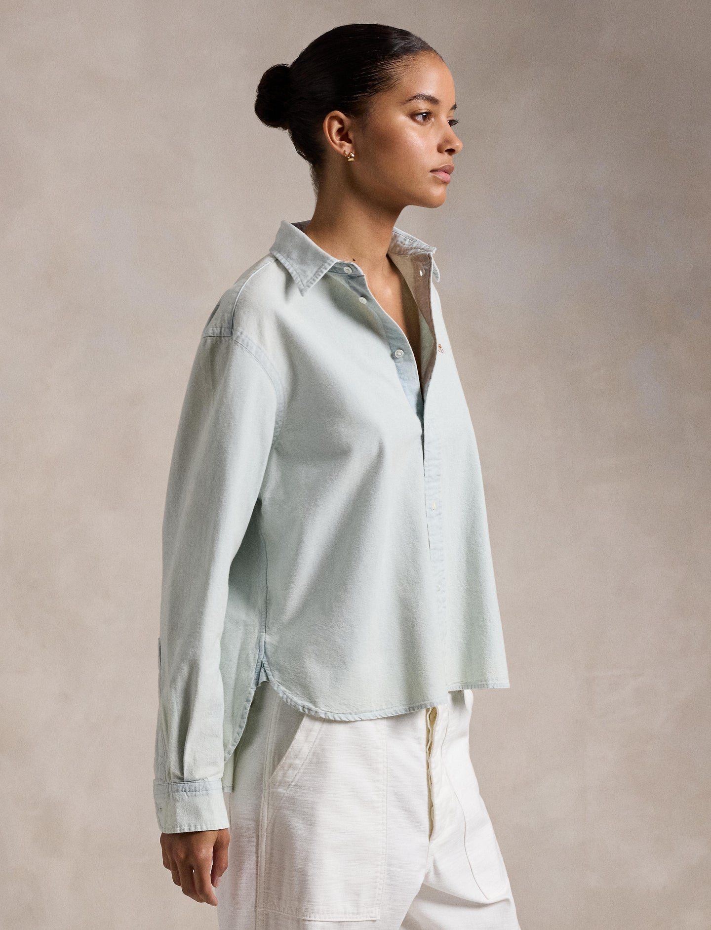 Polo Ralph Lauren - Wide Cropped Chambray Shirt - Chambray