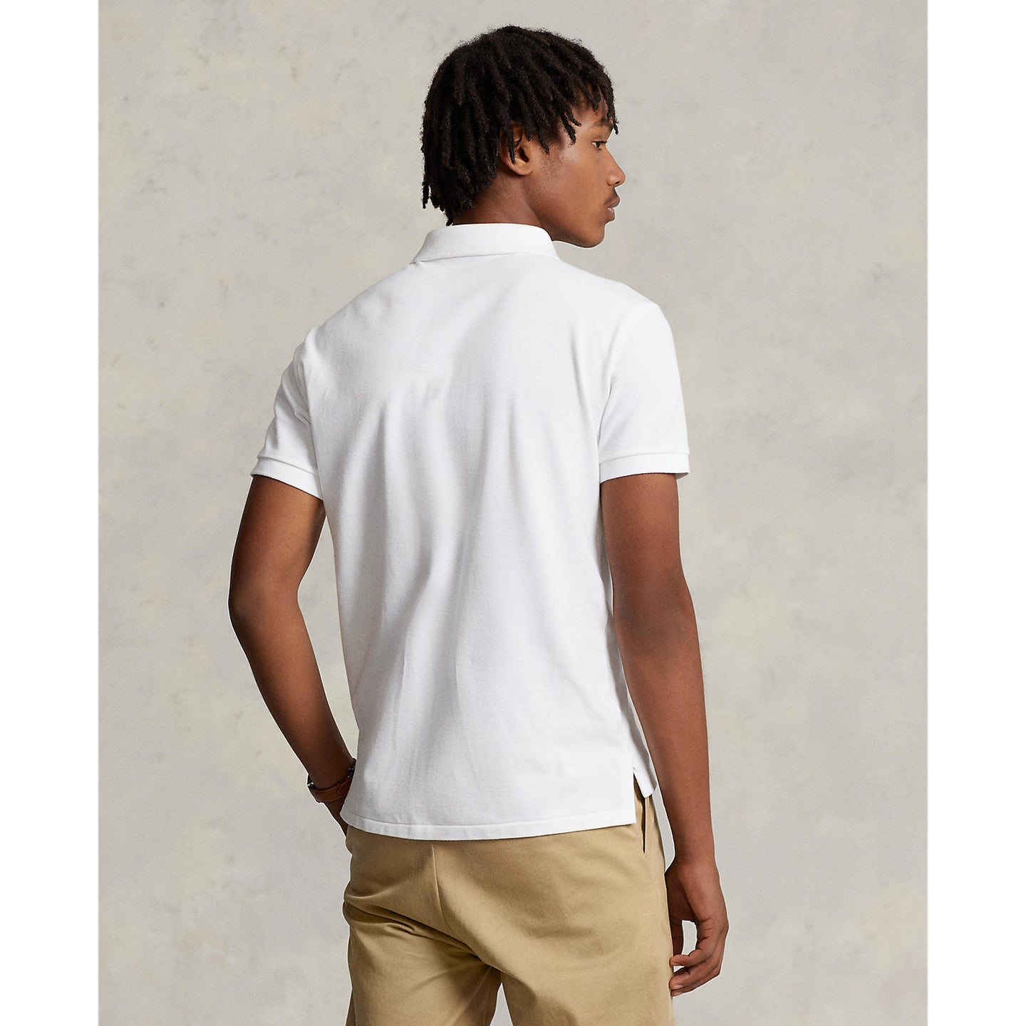 Polo Ralph Lauren Custom Slim Fit Mesh Polo - White with Navy Pony