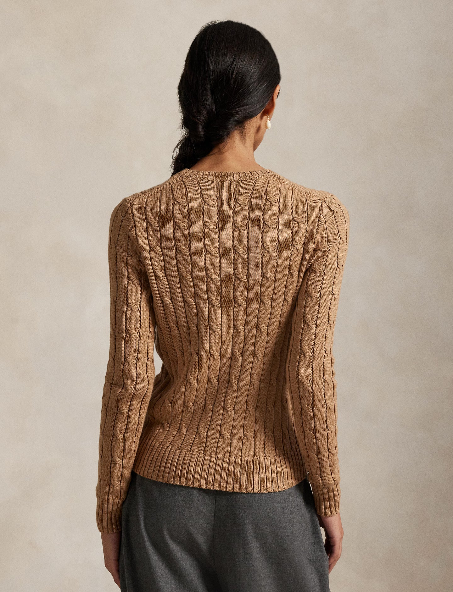 Polo Ralph Lauren - Cable-Knit Cotton Crewneck Sweater - Camel Melange