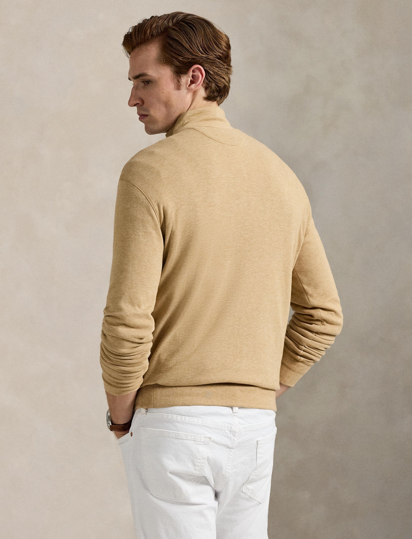 Polo Ralph Lauren - Luxury Jersey Quarter Zip Sweatshirt - Camel