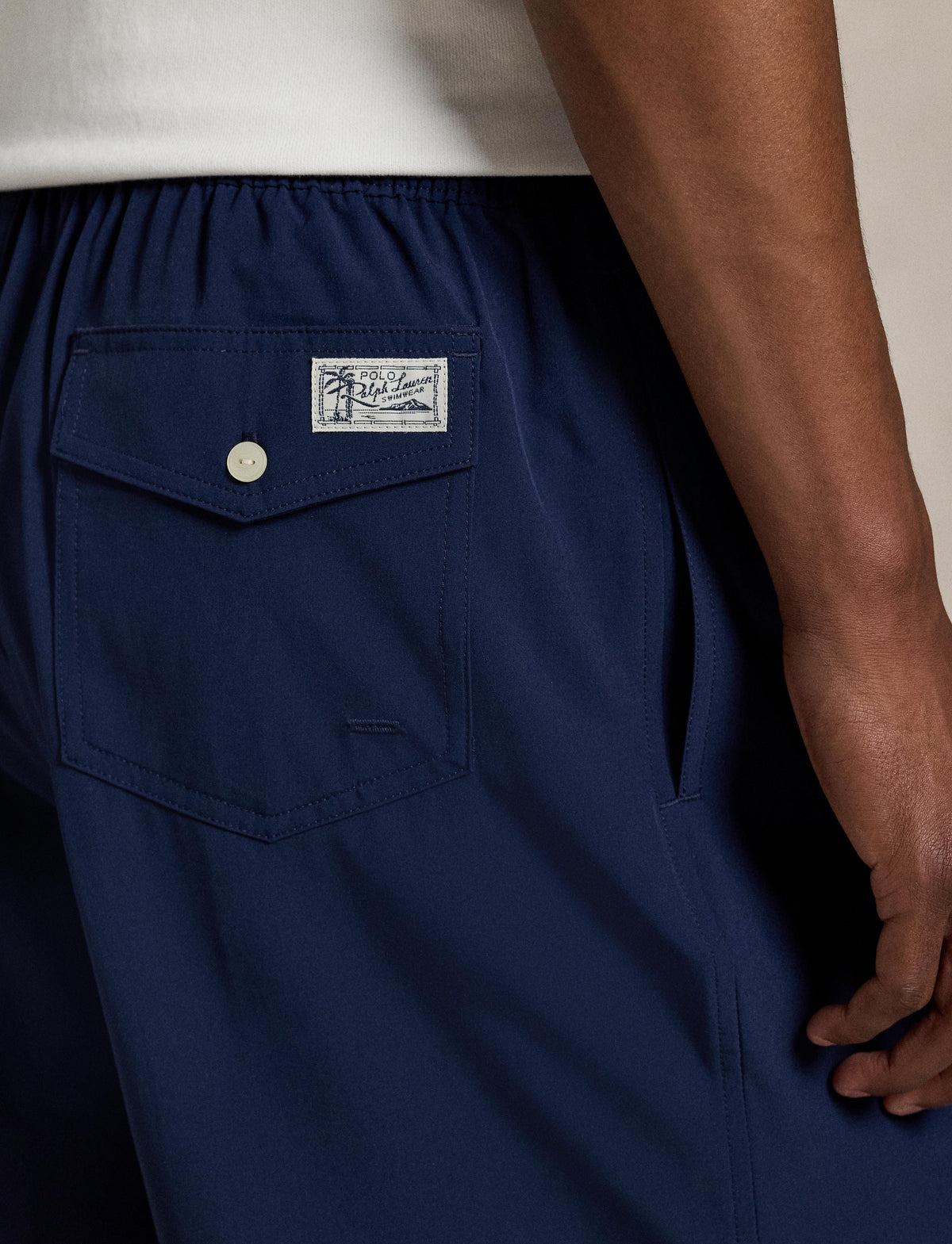Polo Ralph Lauren - Traveller Classic Swim Trunk - Navy back view showing pocket and waistband details.