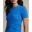Polo Ralph Lauren Womens Cable-Knit Cotton Short-Sleeve Sweater - Colby Blue