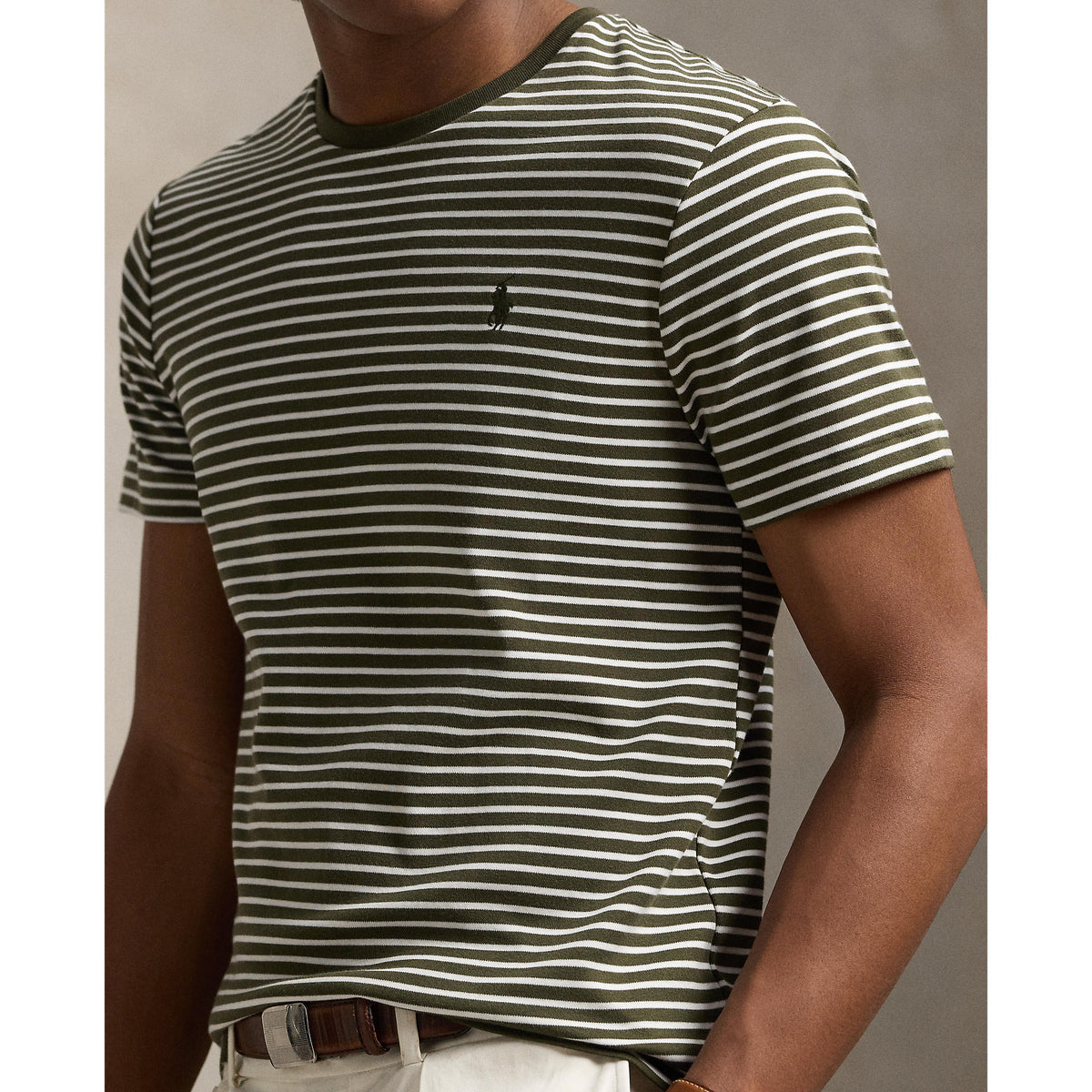 Polo Ralph Lauren - Custom Slim Striped Soft Cotton T-Shirt - Armadillo white