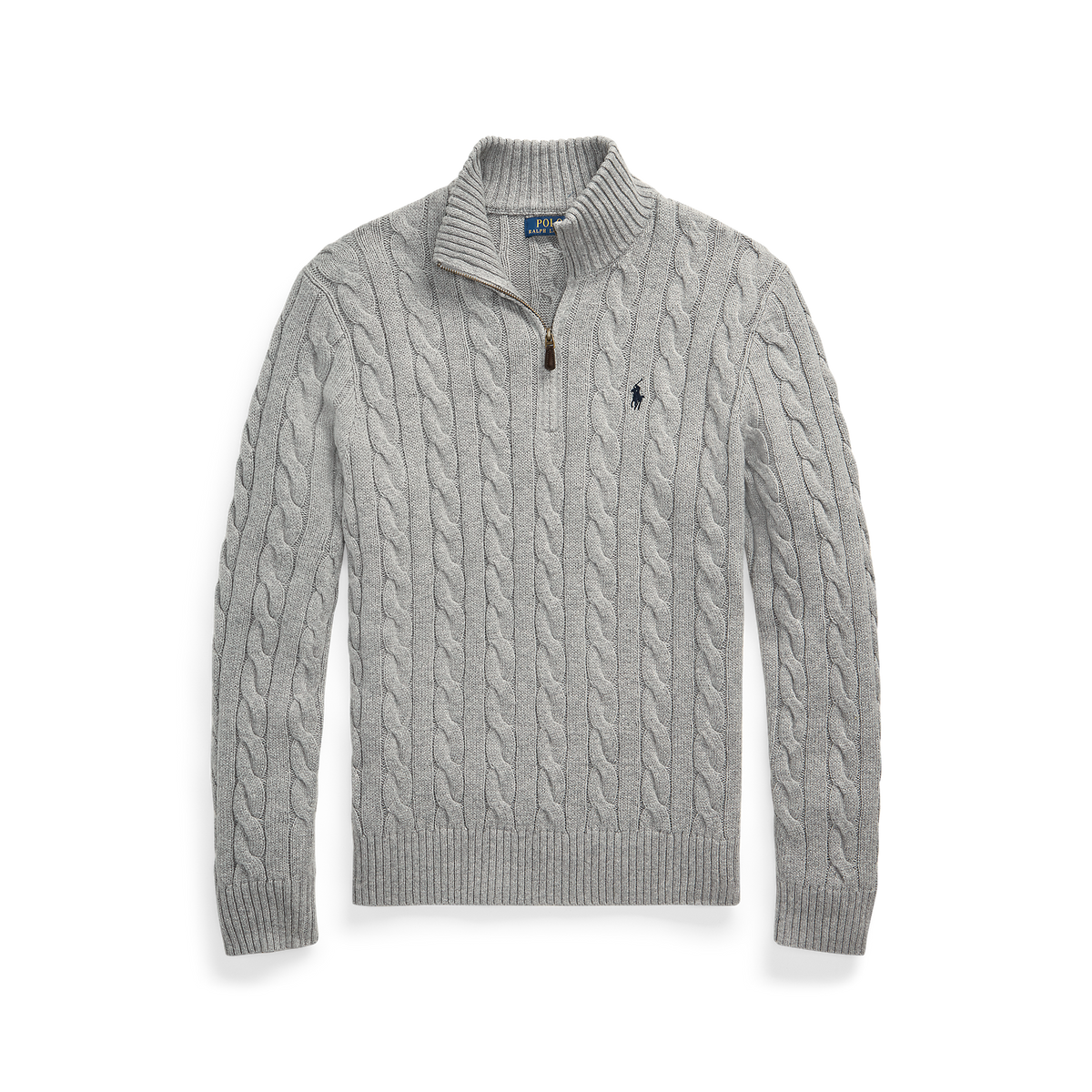 Polo Ralph Lauren - Cable Knit Quarter Zip Sweater - Fawn Grey Heather