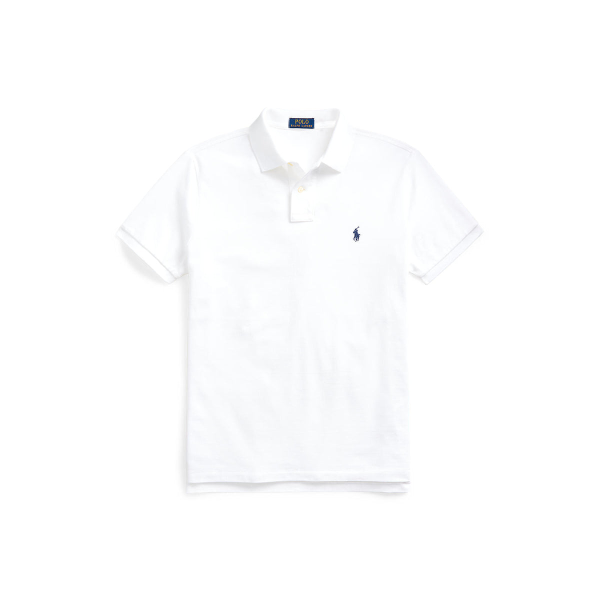 Polo Ralph Lauren Custom Slim Fit Mesh Polo - White with Navy Pony