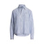 Polo Ralph Lauren - Wide Cropped Linen Shirt - Stripe - White & Blue
