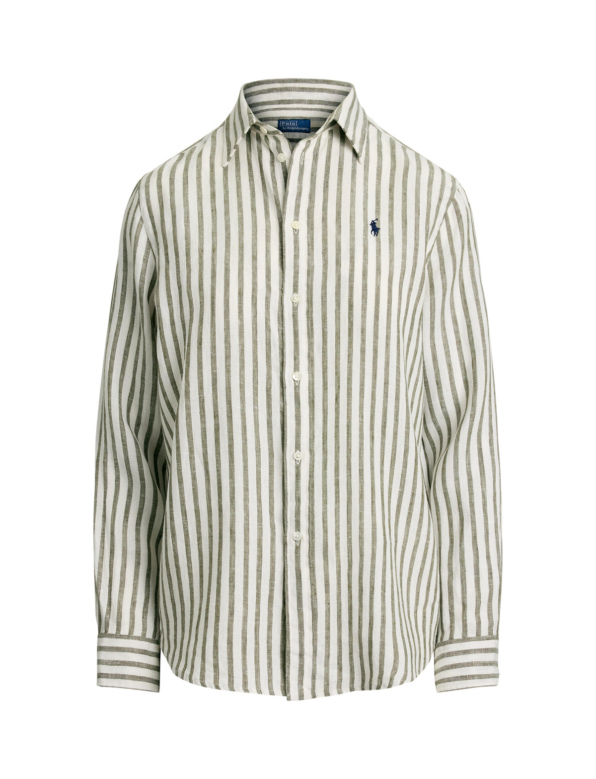 Polo Ralph Lauren - Classic Fit Linen Shirt - Stripe - Dark Sage & White