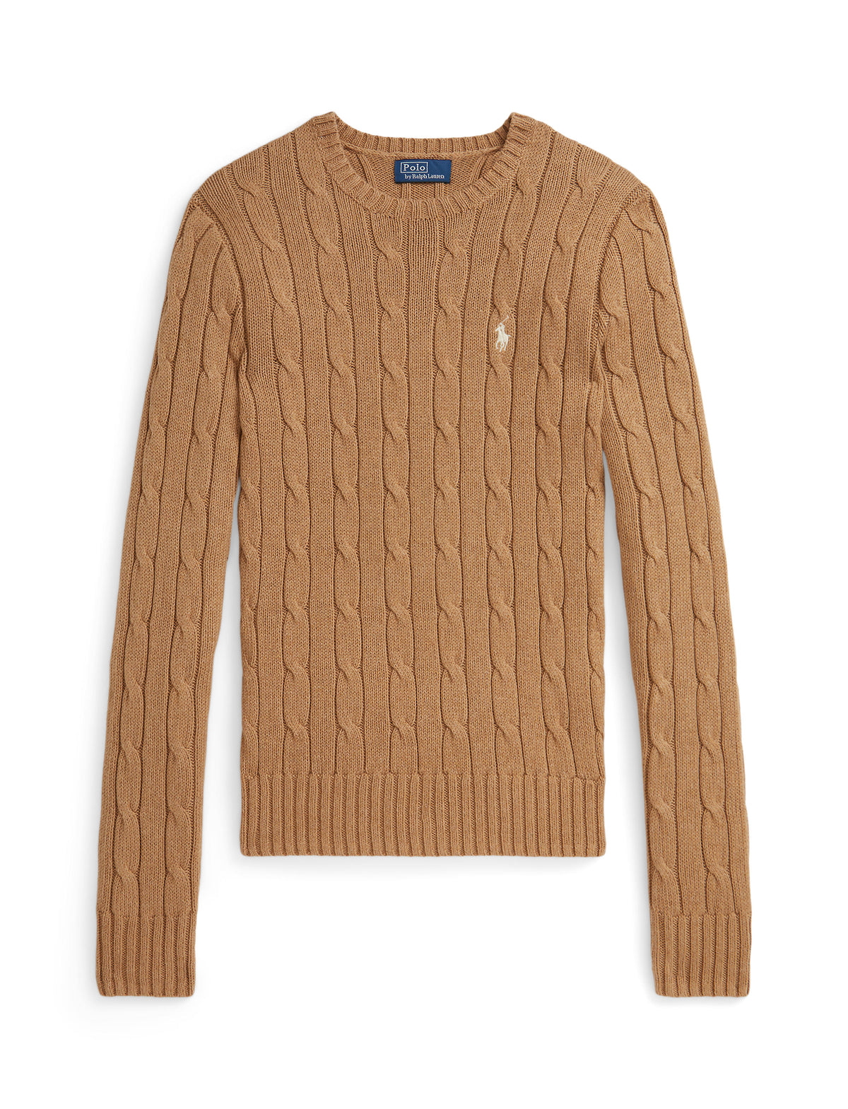 Polo Ralph Lauren - Cable-Knit Cotton Crewneck Sweater - Camel Melange