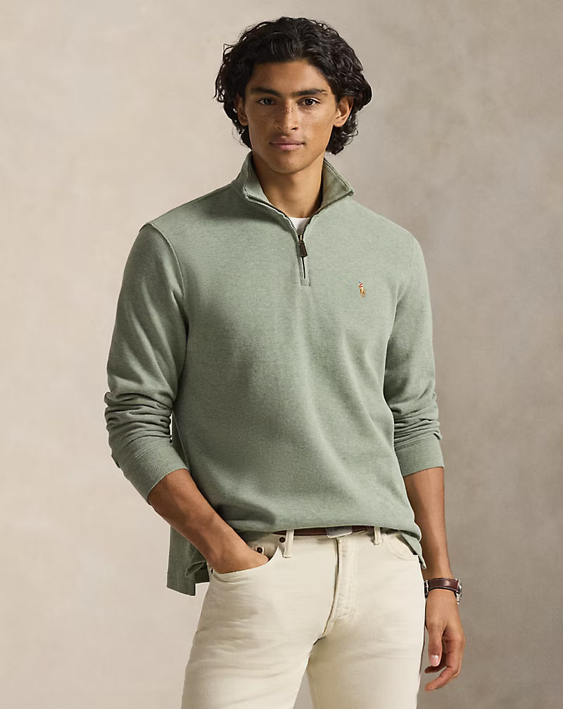 Polo Ralph Lauren - Premium Estate-Rib Knit Quarter Zip Jumper - Faded Mint