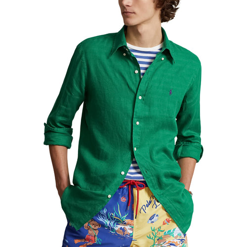 Polo-Ralph-Lauren-Custom-Fit-Linen-Shirt-Athletic-Green