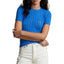 Polo Ralph Lauren Womens Cable-Knit Cotton Short-Sleeve Sweater - Colby Blue