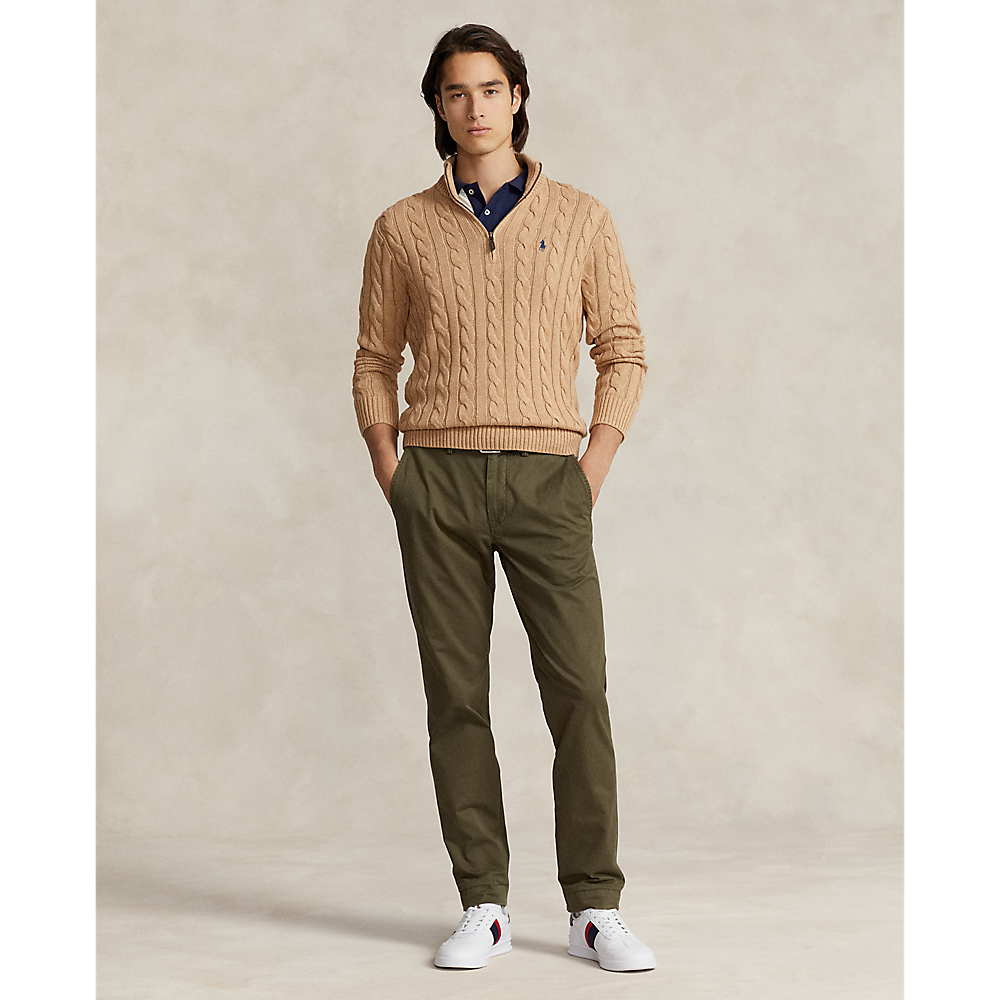 Polo Ralph Lauren - Cable Knit Quarter Zip Sweater - Camel Melange