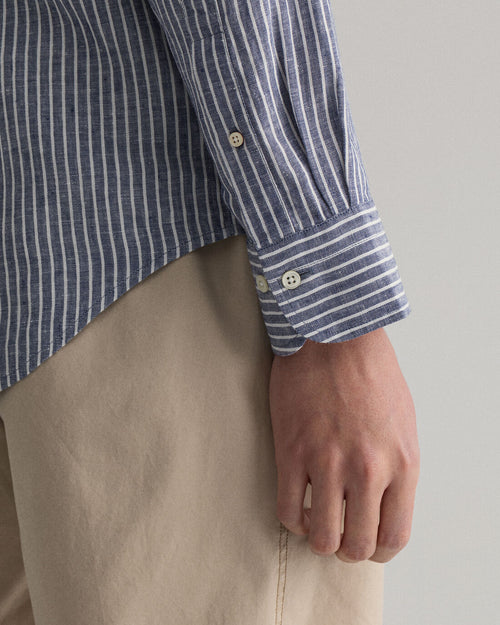 Stripe Linen Shirt - White & Blue | Persian Blue & White