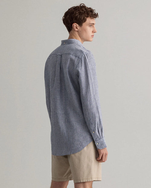 Stripe Linen Shirt - White & Blue | Persian Blue & White