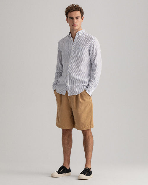 Stripe Linen Shirt - White & Blue | Persian Blue & White