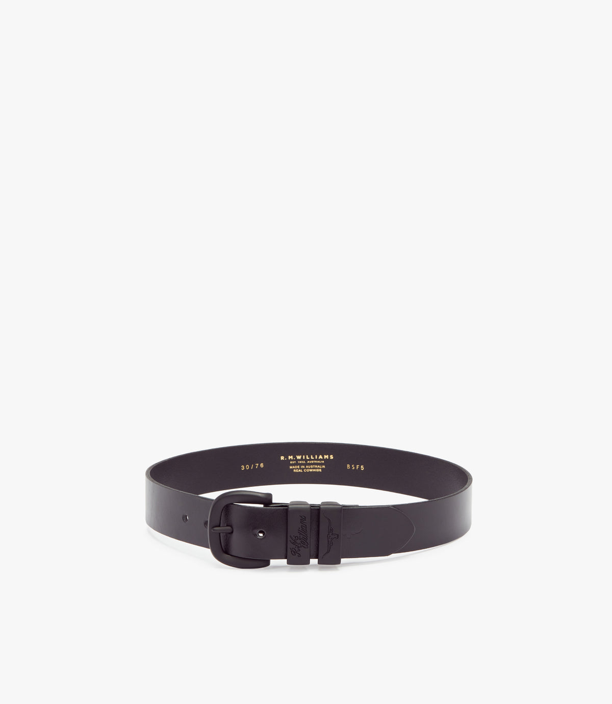 R.M.Williams - Drover Belt - Matte Black Buckle - Black