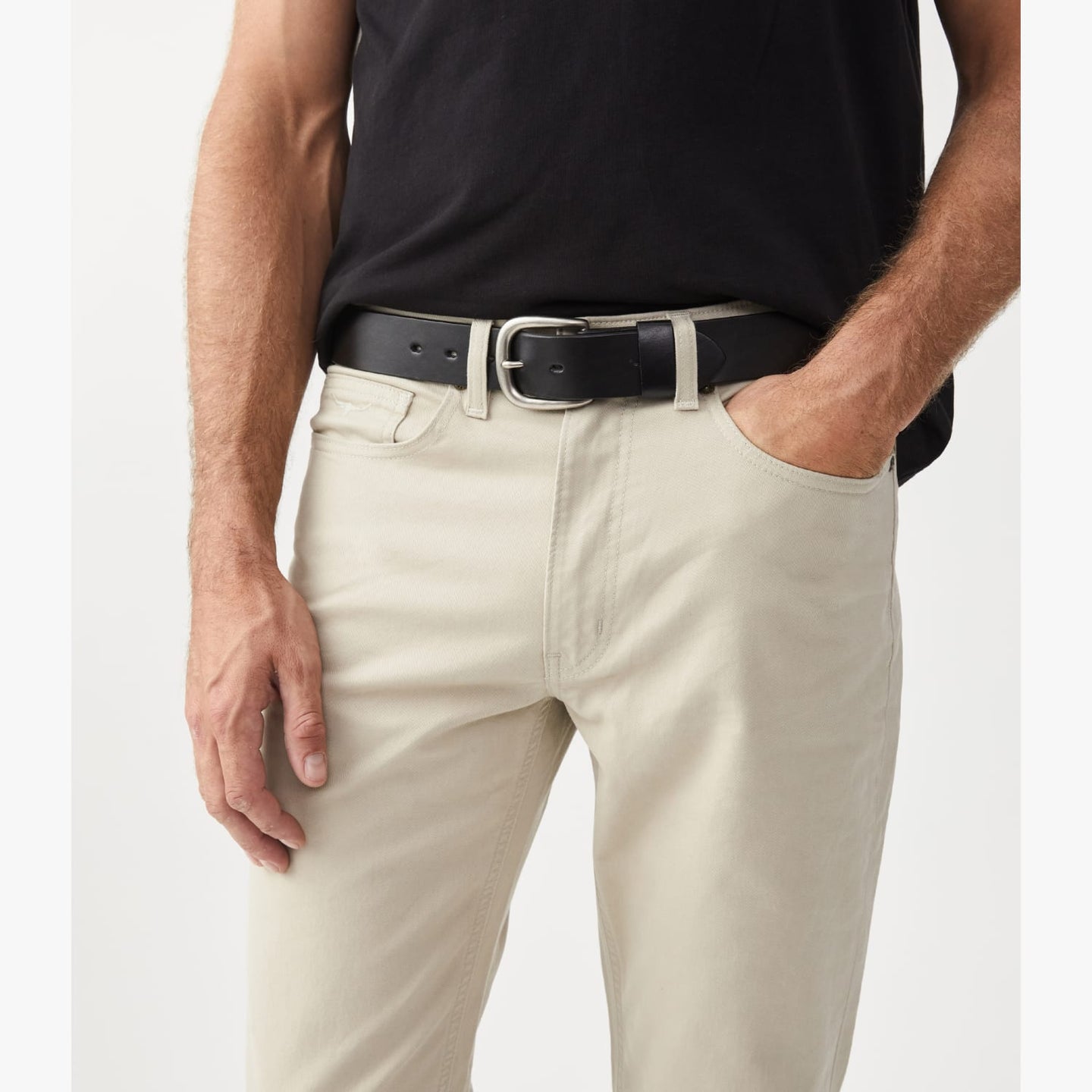 R.M.Williams - Traditional Belt - Brushed Metal Buckle - Black