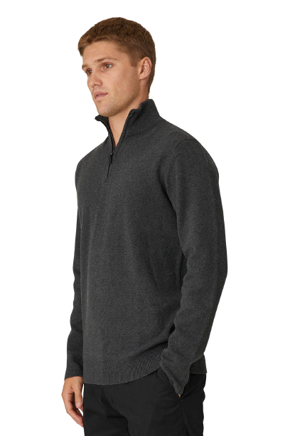 Industrie - The Lakewood Zip Neck Jumper - Charcoal