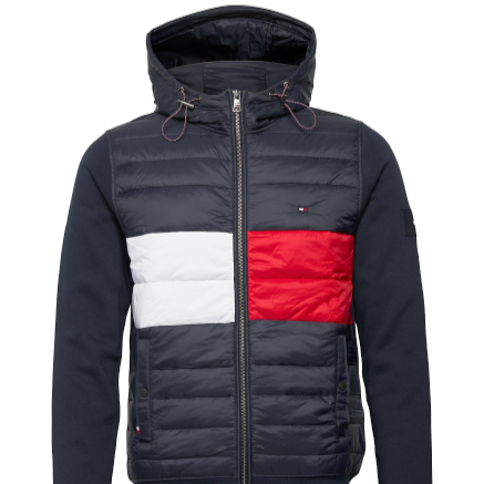 Tommy hilfiger mixed baffle clearance full zip hoodie