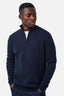 Industrie - The Lakewood Zip Neck Jumper - Dark Navy Melange