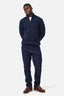 Industrie - The Lakewood Zip Neck Jumper - Dark Navy Melange