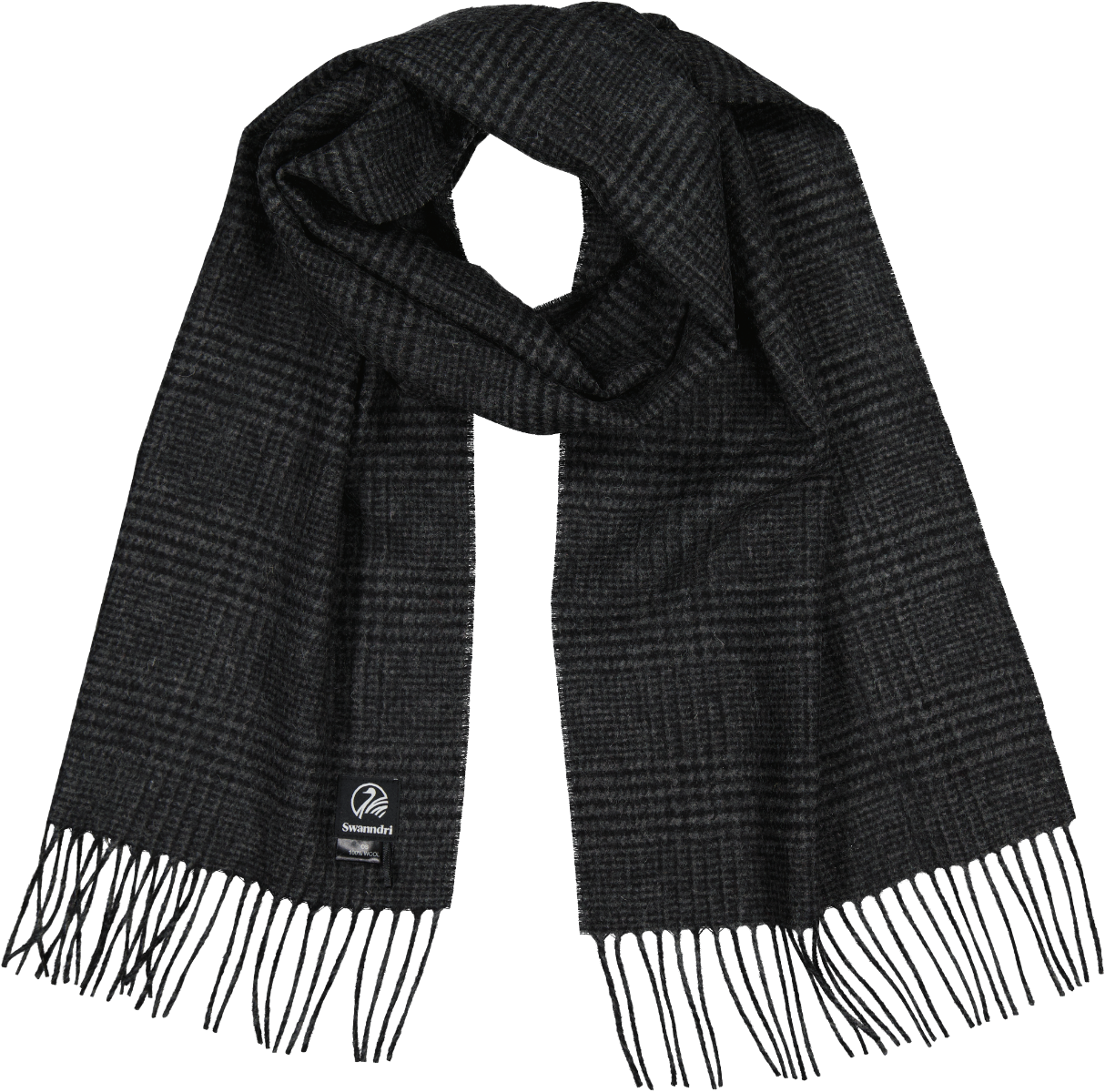 Swanndri - Unisex Wool Scarf - Webb Check - Charcoal & Black