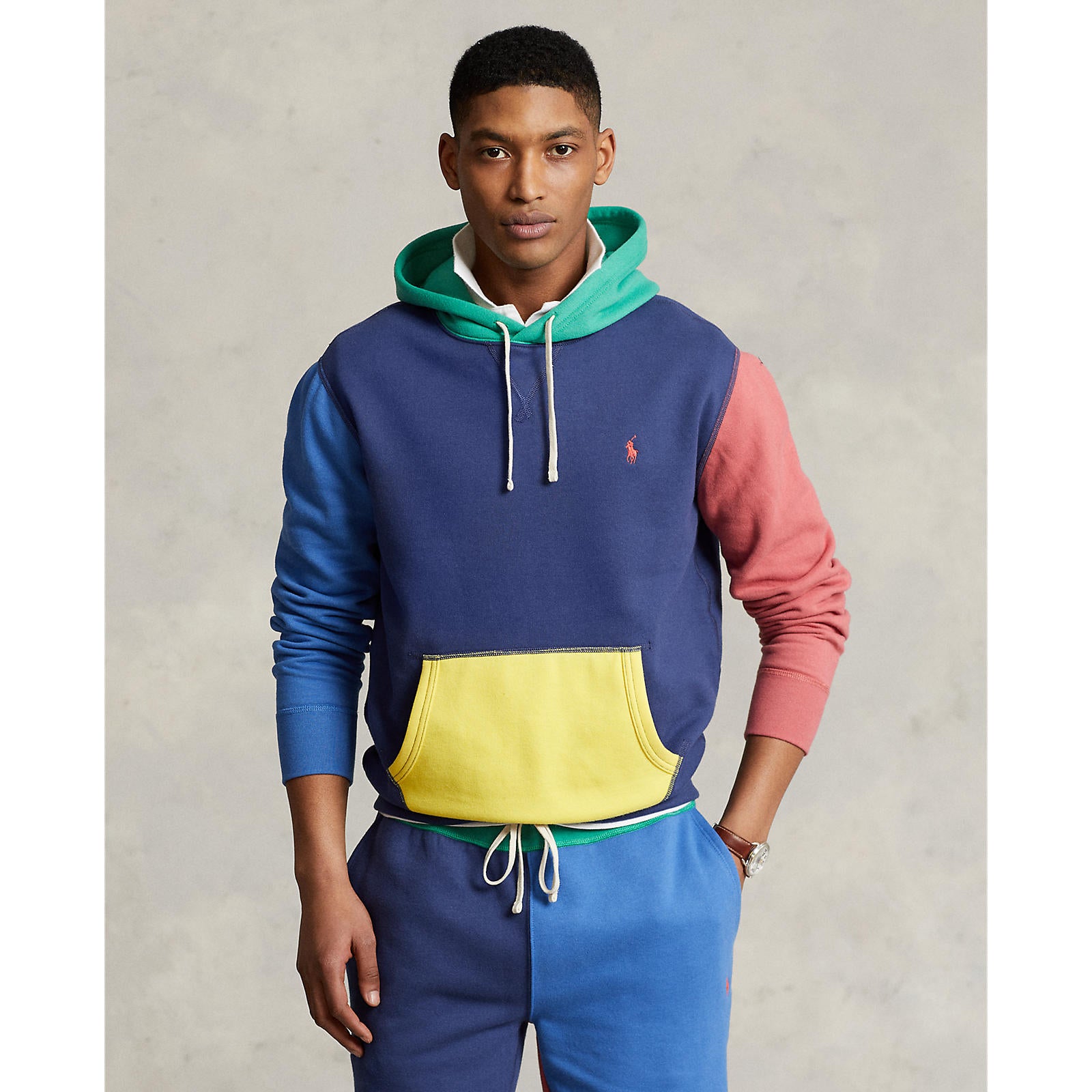 Multi color polo hoodie Outlet