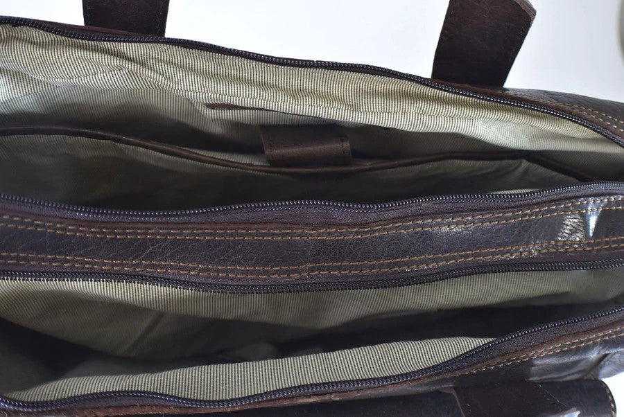Oran Leather - Turku Briefcase Satchel Bag - Brandy | Brown