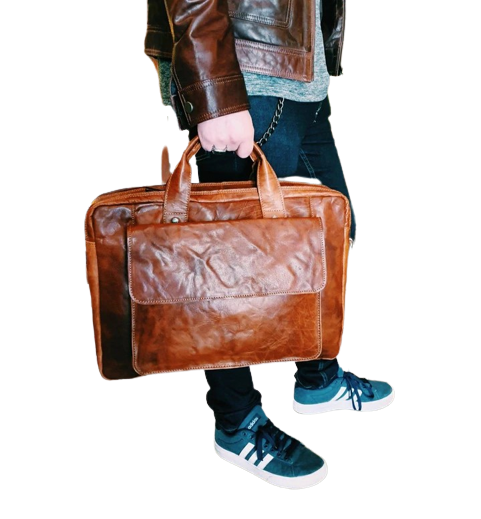 Oran Leather - Turku Briefcase Satchel Bag - Brandy | Brown