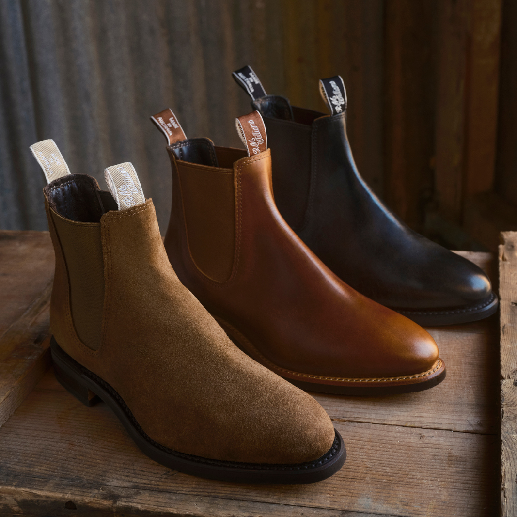 Why RM Williams Boots Are the Ultimate Australian Heritage Footwear - three styles of iconic RM Williams boots displayed.