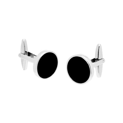 Buckle - Black Onyx Cufflink - Round - Black/Silver