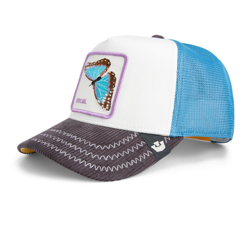 Goorin - Animal Trucker Cap - Social Butterfly - Blue, Cream, Yellow Multi 