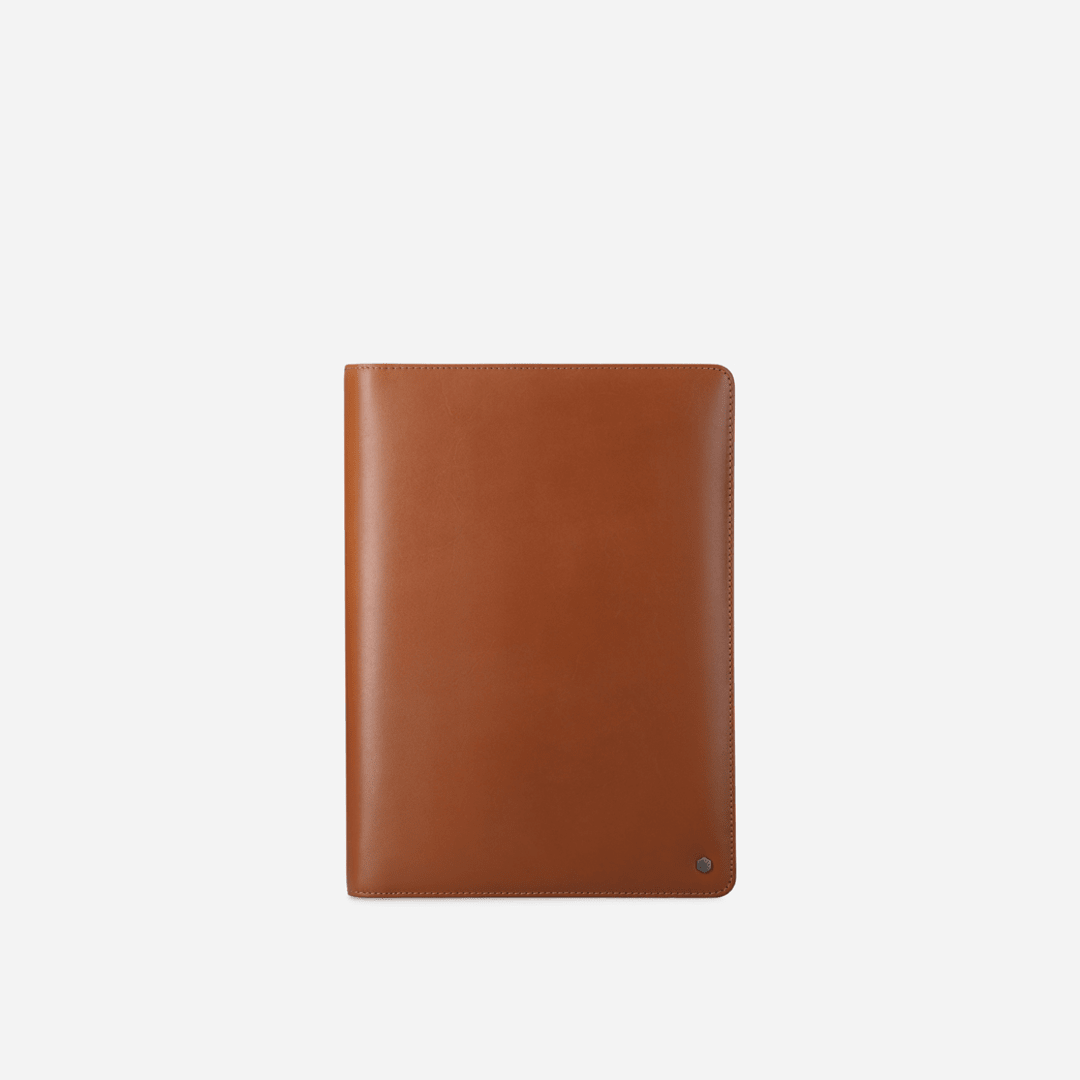 Jekyll and Hide - Zip Around A4 Tablet Folder - Tan | Coffee | Black - spacious leather folder for documents and laptop.