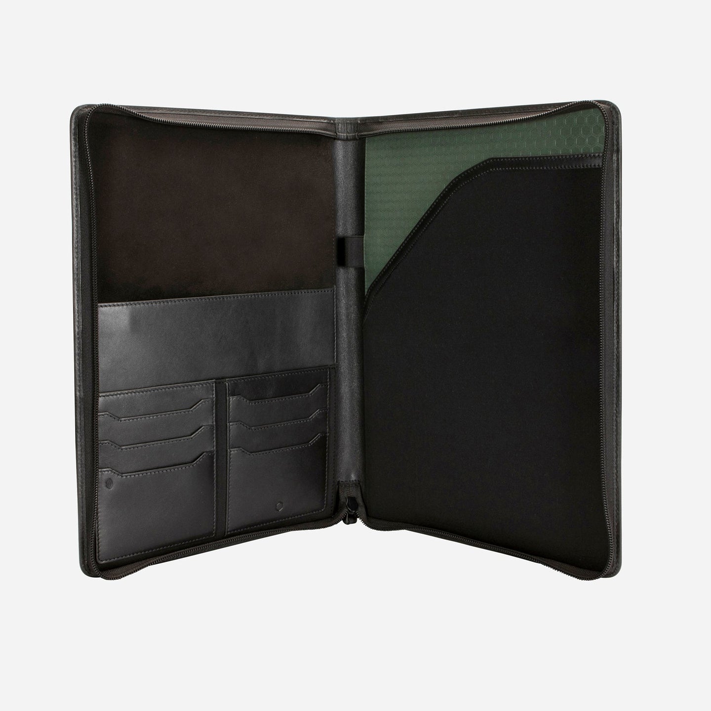 Jekyll and Hide - Zip Around A4 Tablet Folder - Tan | Coffee | Black interior with pockets for documents and cards.