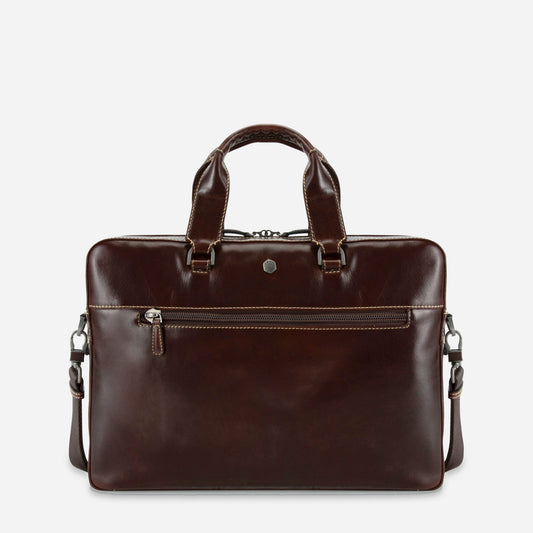 Jekyll and Hide - Slim Zip Top Briefcase - Mocha | Colt | Black