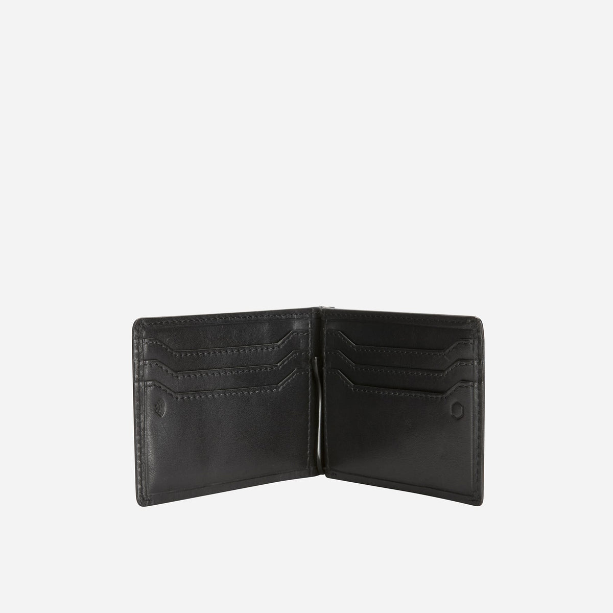 Jekyll and Hide - Leather Money Clip Wallet - Mocha | Black | Camo Black | Tan - interior view showcasing card slots.