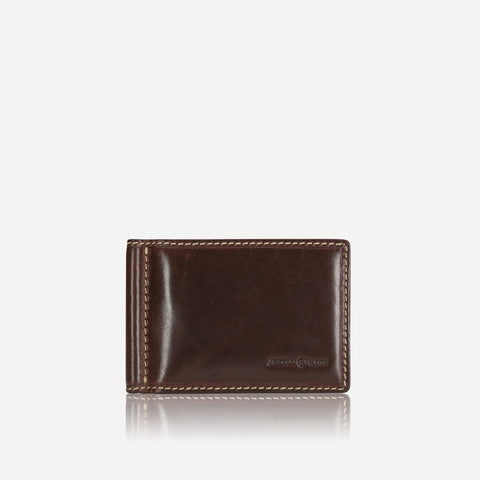 Jekyll and Hide - Leather Money Clip Wallet - Mocha | Black | Camo Black | Tan in rich mocha leather with metal money strap.