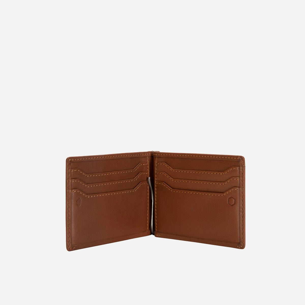 Jekyll and Hide - Leather Money Clip Wallet - Mocha | Black | Camo Black | Tan - open view showing card slots