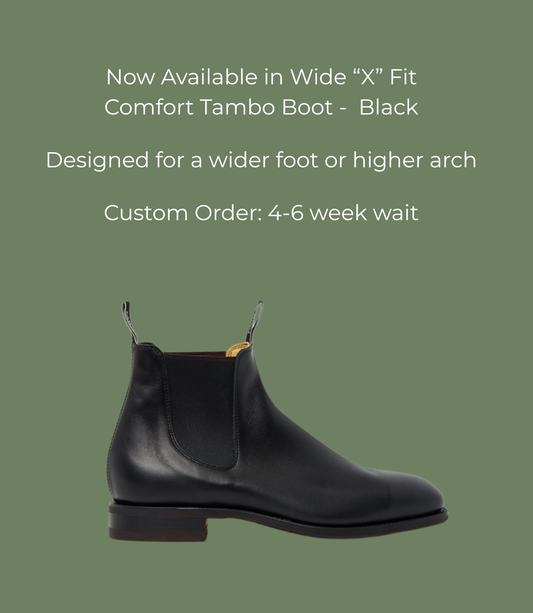 R.M.Williams - Mens Comfort Tambo Boot - Yearling Leather - Black - X (Wide) Fit - CUSTOM ORDER