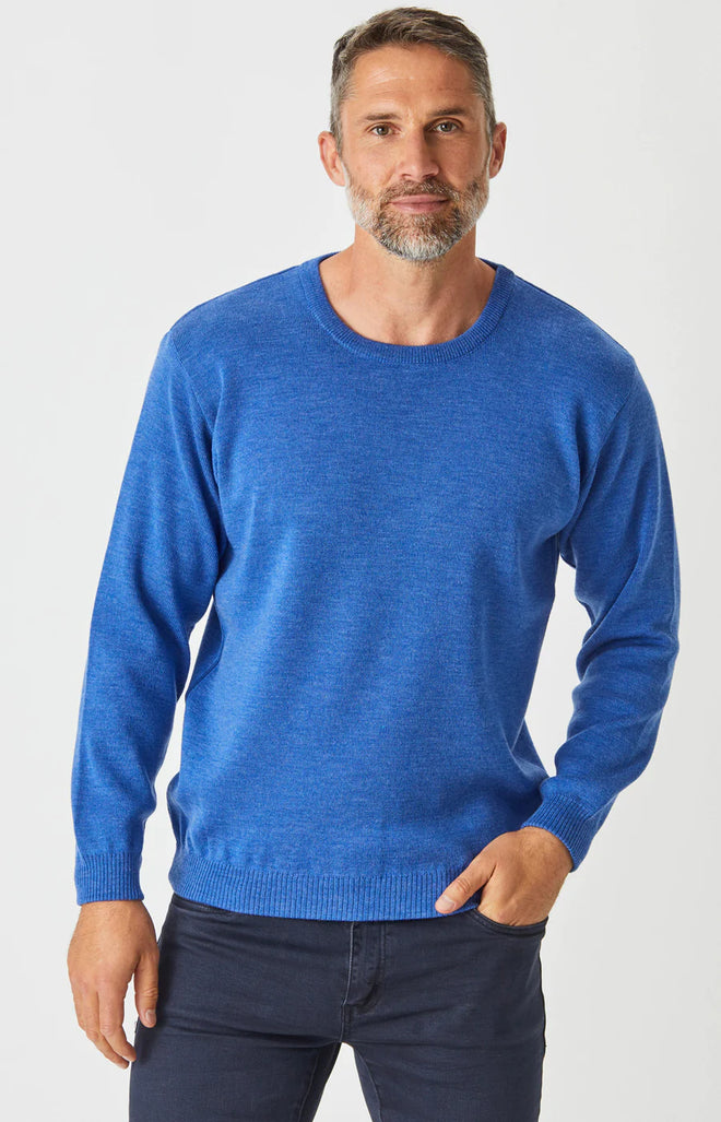 Aklanda - Merino Crew Neck Jumper - Light Blue Mix