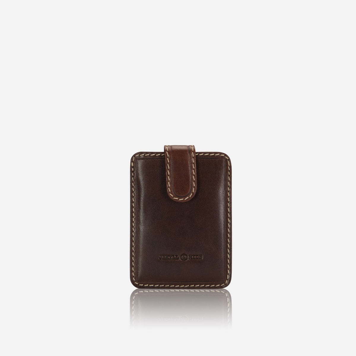 Jekyll and Hide - Compact Tab Card Holder - Black | Mocha | Tan, sleek leather wallet for cards.