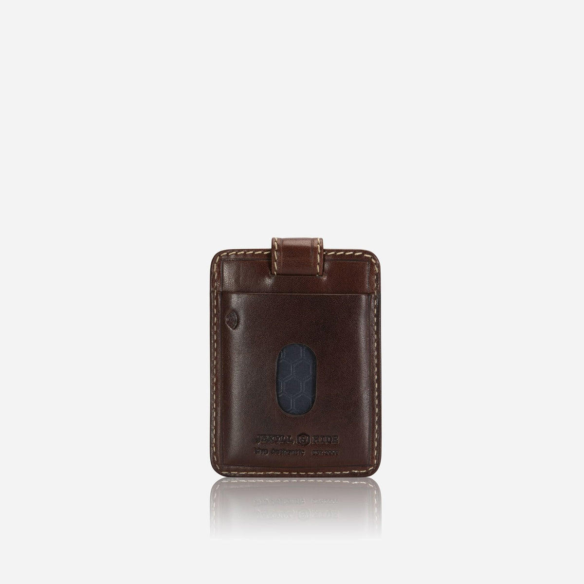 Jekyll and Hide - Compact Tab Card Holder - Black | Mocha | Tan, stylish leather wallet with RFID protection.